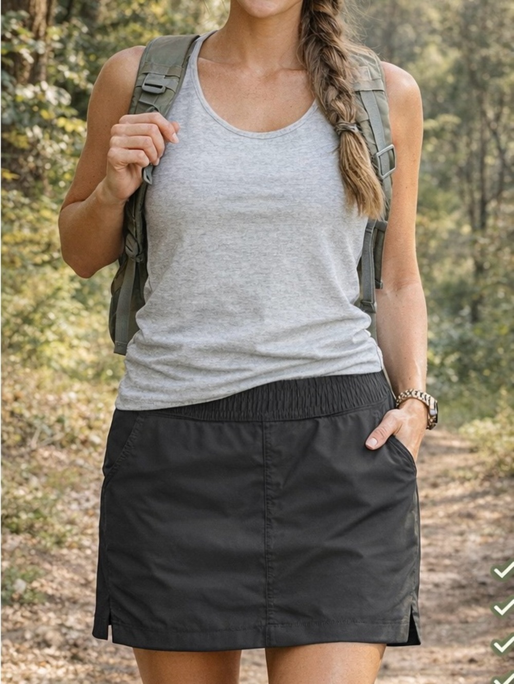 prAna Halle Black Athletic Skort Size 8 Lined Stretch Outdoor Travel Activewear